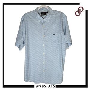 Vineyard Vines Men's Slim Fit Tucker Fish Short Sleeve Button Up Shirt Blue XL
